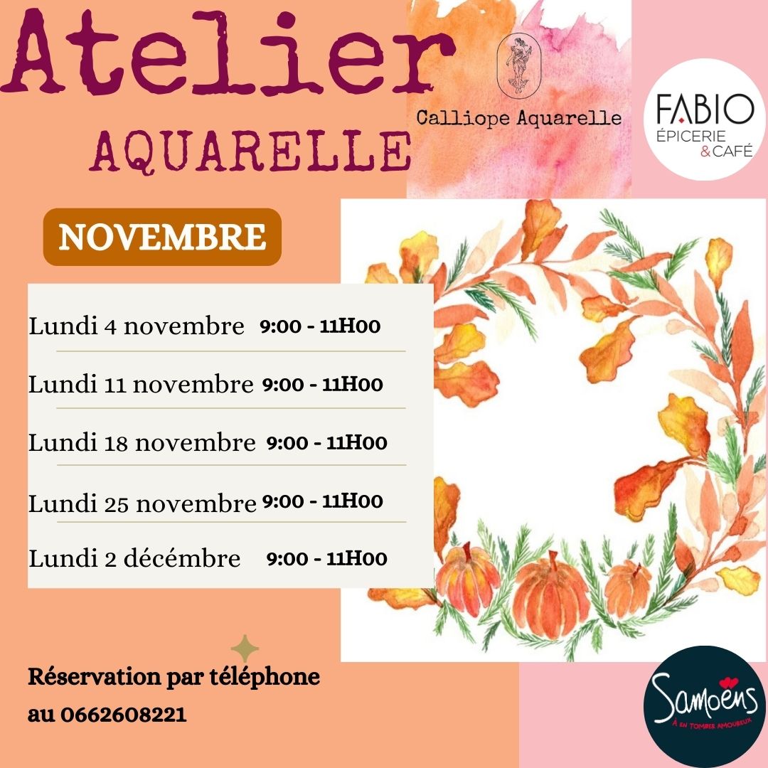 Atelier Aquarelle automne au Fabio Brasserie Café Samoens